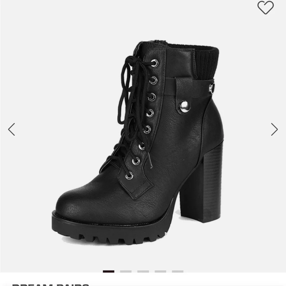 Dream Pairs Chunky Round-Toe High Heel Ankle Boots - Picture 4 of 7